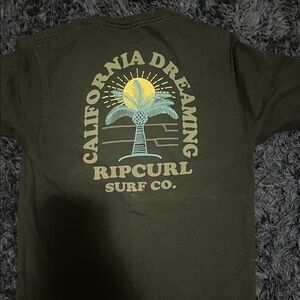 Rip Curl Black Tee with Yellow and Blue Palm Design